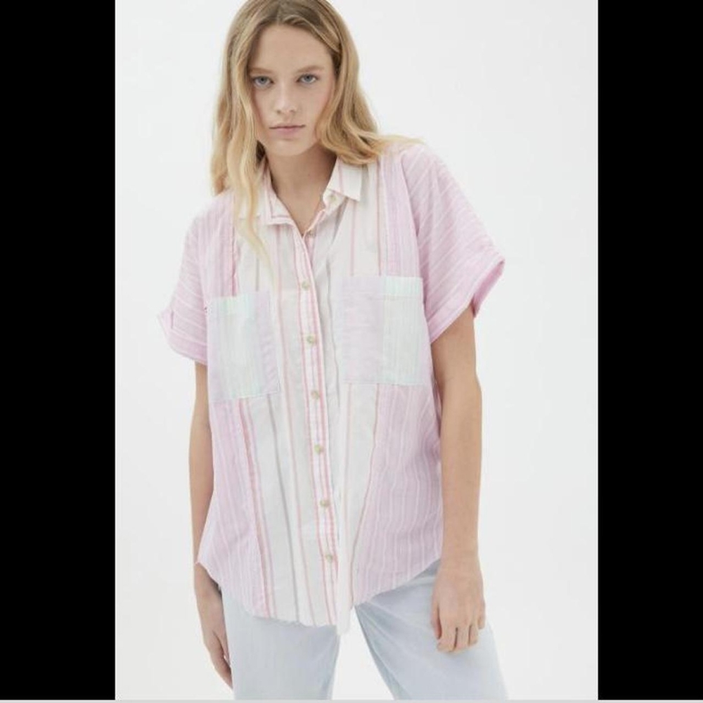 BDG Urban Outfitters | NWT Stevie Spliced Button Down Top Pink Size XS